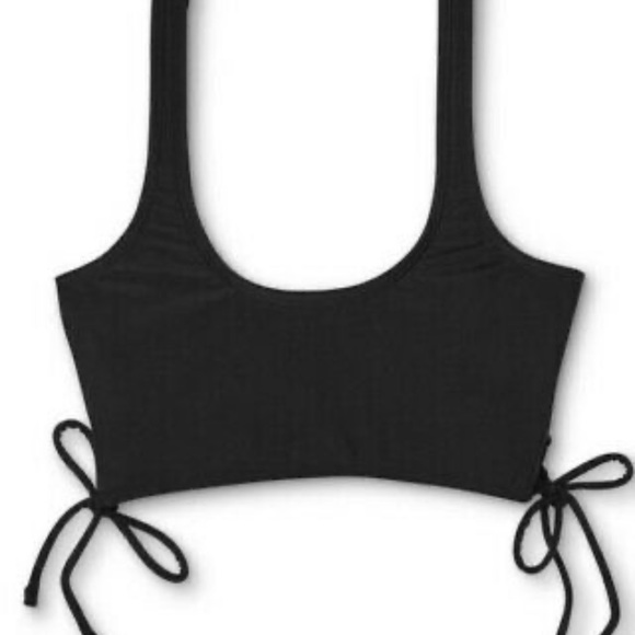 Xhilaration Juniors' Lace-Up Longline Bralette Bikini Top Black - Picture 5 of 5